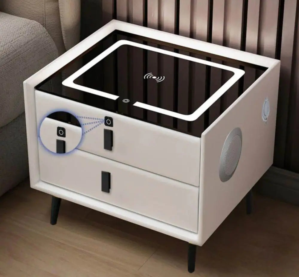 Pametni noćni ormarić sa bežičnim i USB punjenjem ( + LED rasvjeta i wireless zvučnik)