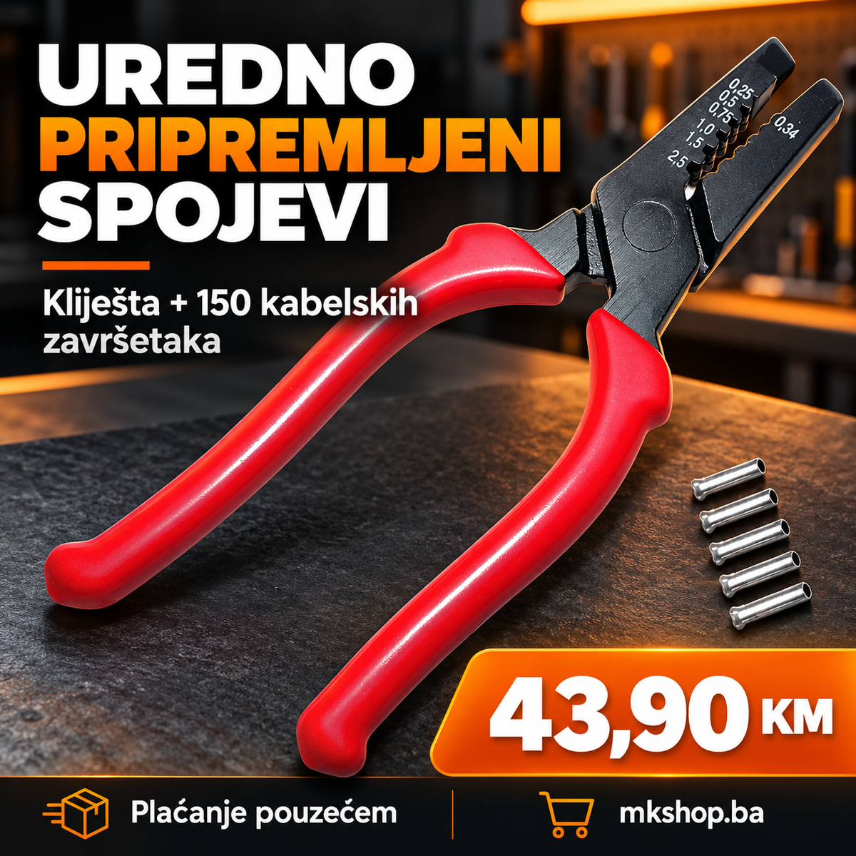 Kliješta za prešanje + 150 kabelskih završetaka