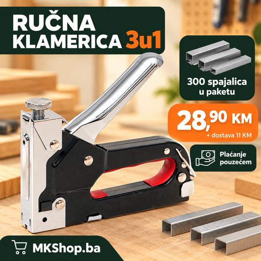 Ručna klamerica 3u1 + 300 spajalica