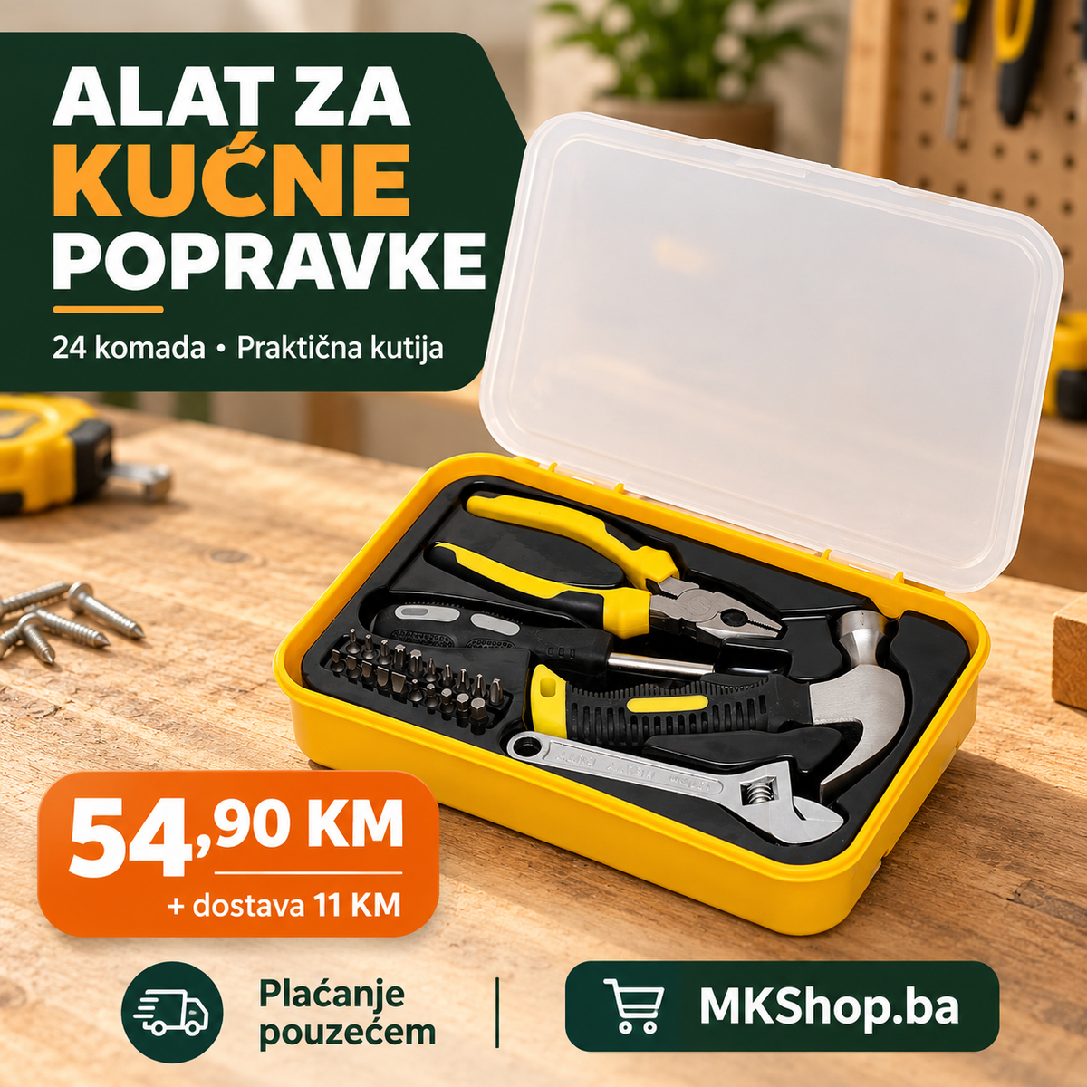 Komplet alata za kućne popravke – 24 komada