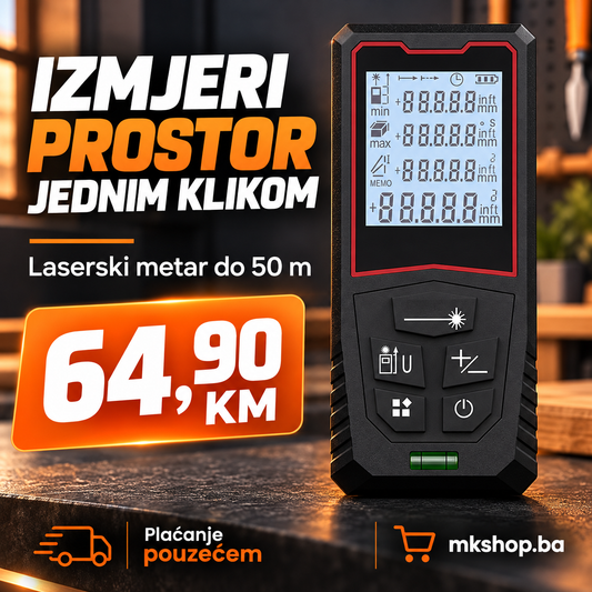 Laserski metar do 50 m – površina i zapremina