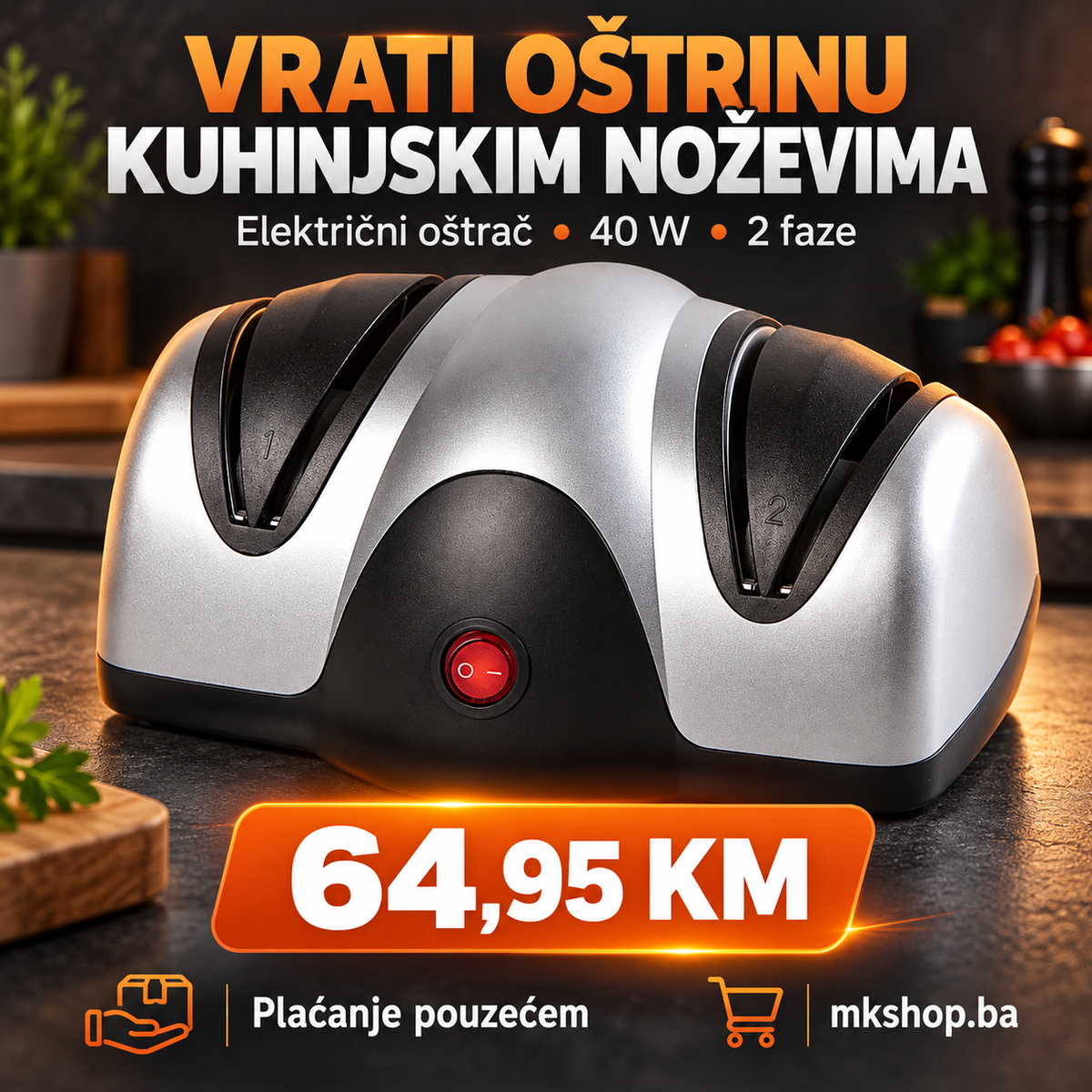 Električni oštrač noževa 40 W – 2 faze