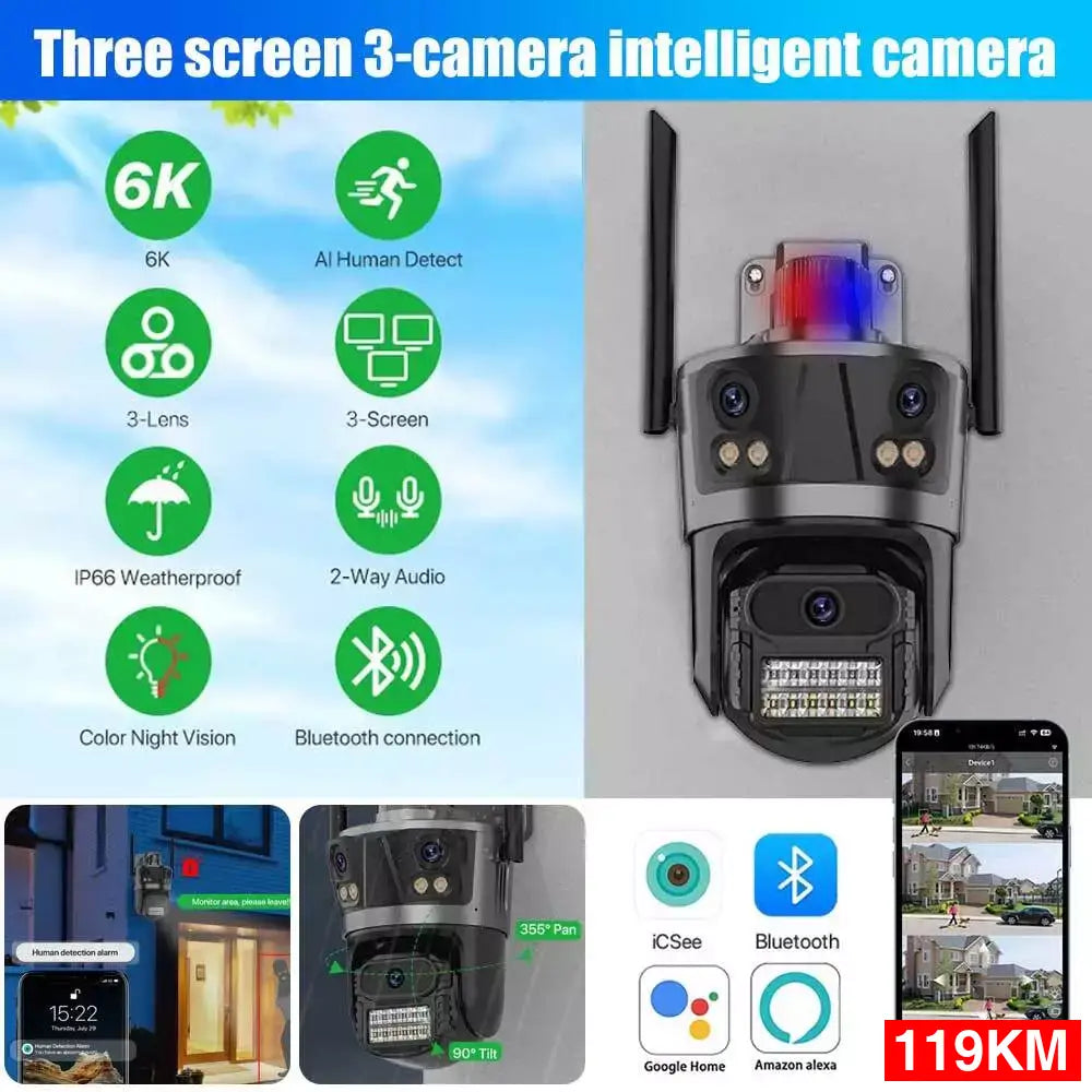 Sigurnosna 4K kamera s 3 objektiva